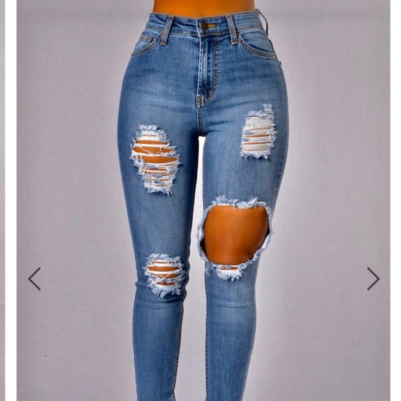 Fashion Nova Denim - Fashionnova distressed denim high waisted jeans